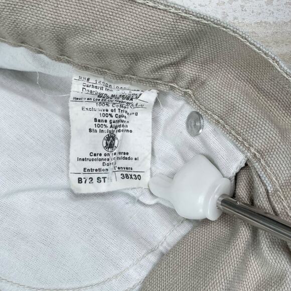 Vintage Carhartt Carpenter Pants Light Tan Canvas Baggy Work Wear Painters 90s - Picture 5 of 6